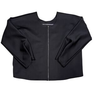 ADAY Waste Not Collarless Jacket Black Zip Front Sustainable Minimalist Blazer L